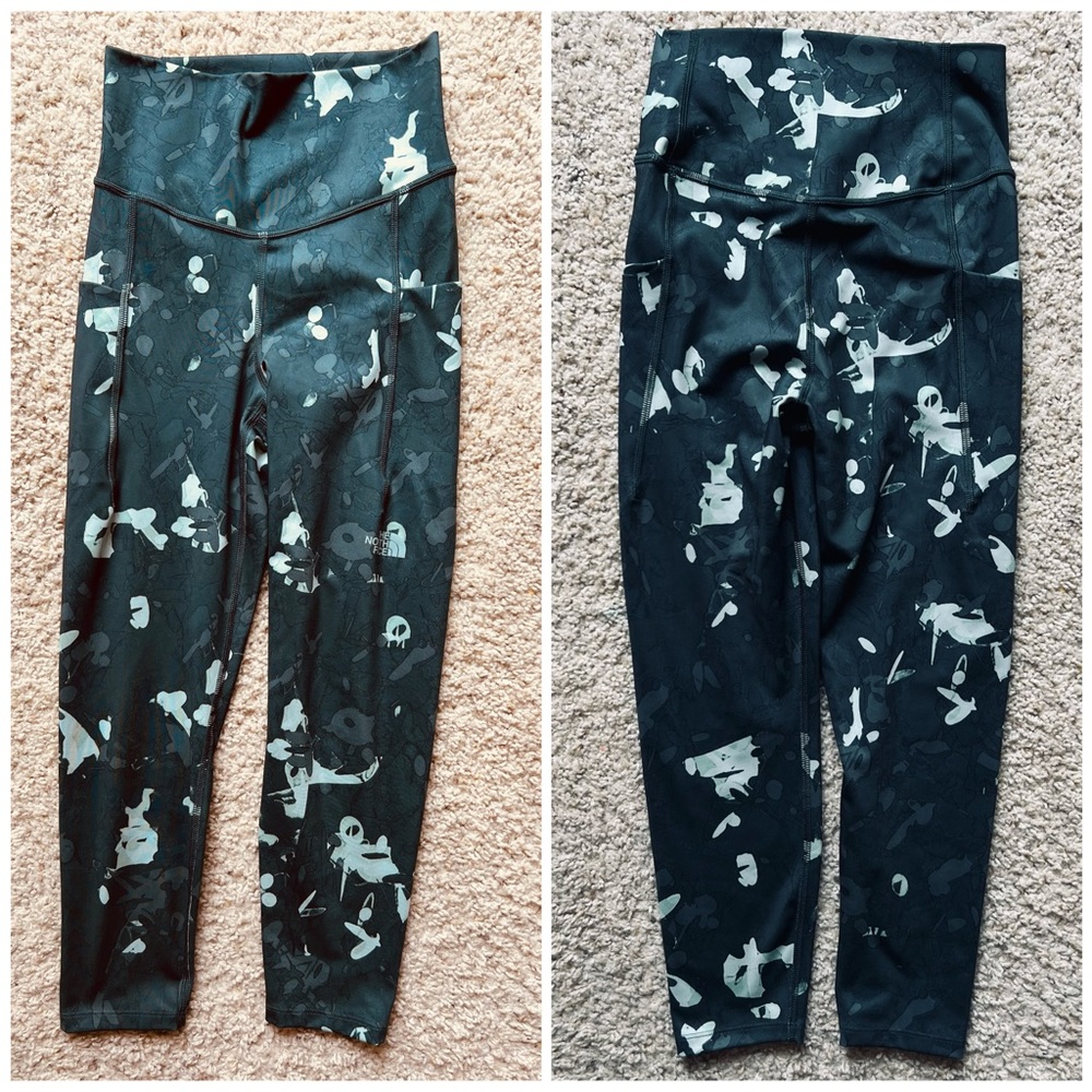 THE NORTH FACE MOTIVATIONAL 7/8 LEGGING JADEITE GREEN SCATTERSHOT PRINT - Picture 3 of 11